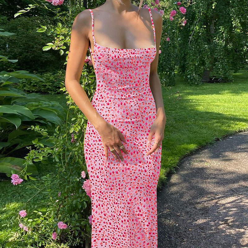 Slim Fit Backless Floral Dress